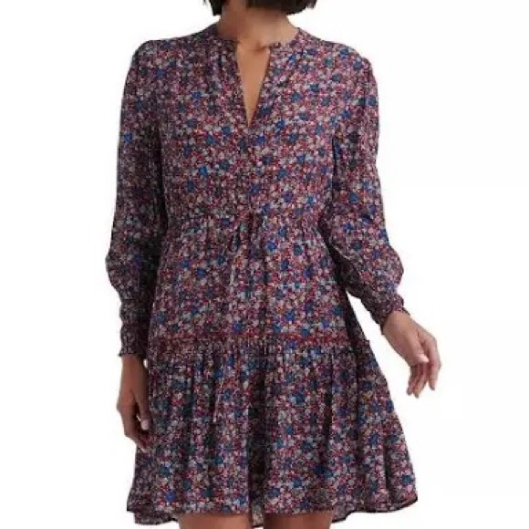 Lucky Brand Dresses & Skirts - NWT LUCKY BRAND Women's Carrie Floral Print Tier Mini Dress Red Blue Medium $79